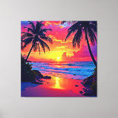 Tropische Sunset Paradise Design Canvas Afdruk (Voorkant)