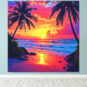 Tropische Sunset Paradise Design Canvas Afdruk (Insitu (Houten vloer))