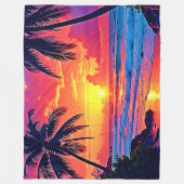 Tropische Sunset Paradise Design Fleece Deken (Voorkant)