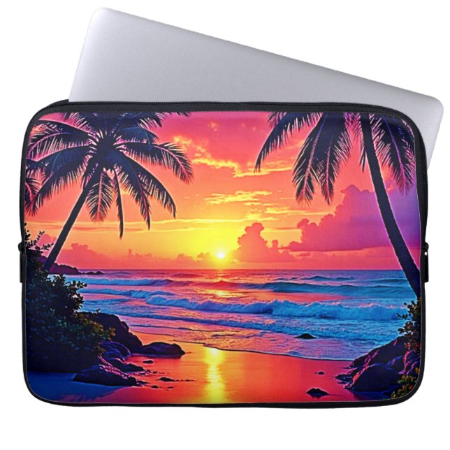 Tropische Sunset Paradise Design Laptop Sleeve (Voorkant)