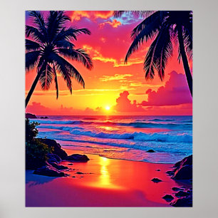 Tropische Sunset Paradise Design Poster
