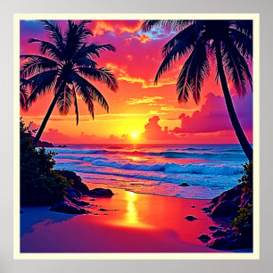 Tropische Sunset Paradise Design Poster