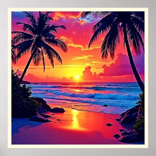 Tropische Sunset Paradise Design Poster (Voorkant)