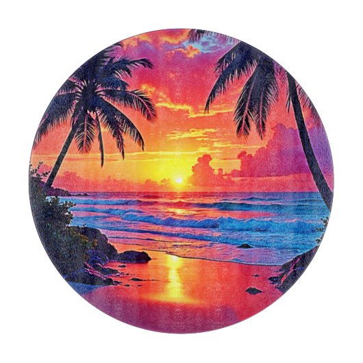Tropische Sunset Paradise Design Snijplank (Voorkant)