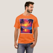 Tropische Sunset Paradise Design T-shirt (Voorkant volledig)