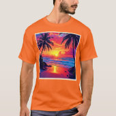 Tropische Sunset Paradise Design T-shirt (Voorkant)