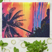 Tropische Sunset Paradise Design Theedoek (Gevouwen)