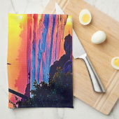 Tropische Sunset Paradise Design Theedoek (Quarter Fold)
