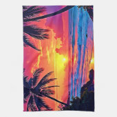 Tropische Sunset Paradise Design Theedoek (Verticaal)