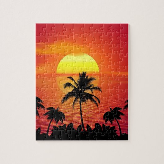 TROPISCHE SUNSET PARADISE-puzzel Legpuzzel (Verticaal)