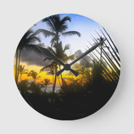 Tropische Sunset Print Clock Ronde Klok