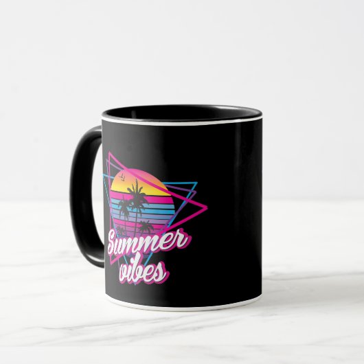Tropische Sunset Summer Vibes Coffee Mok (Voorkant links)