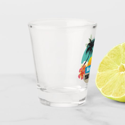 Tropische Sunset Tiki Bar met naam Shot Glas (Links)