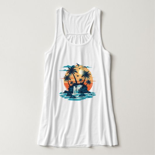 Tropische Sunset Waterval Graphic T-shirt (Design voorkant)