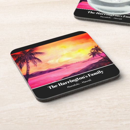 Tropische Sunset Waterverf van Farida Greenfield Bier Onderzetter (Linkerzijde)