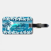 Tropische surf met palm bagagelabel (Achterkant horizontaal)