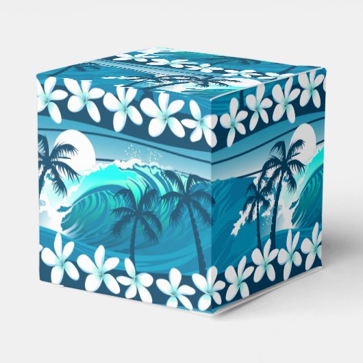 Tropische surf met palmbomen bedankdoosjes (Achterkant)