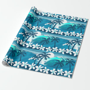 Tropische surf met palmbomen cadeaupapier