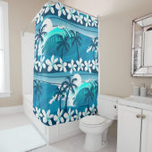 Tropische surf met palmbomen douchegordijn (In situ)