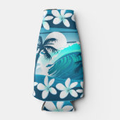 Tropische surf met palmbomen flesjeskoeler (Voorkant)