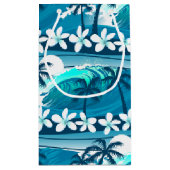 Tropische surf met palmbomen klein cadeauzakje (Achterkant)