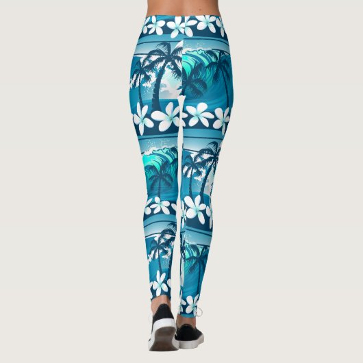 Tropische surf met palmbomen leggings (Achterkant)