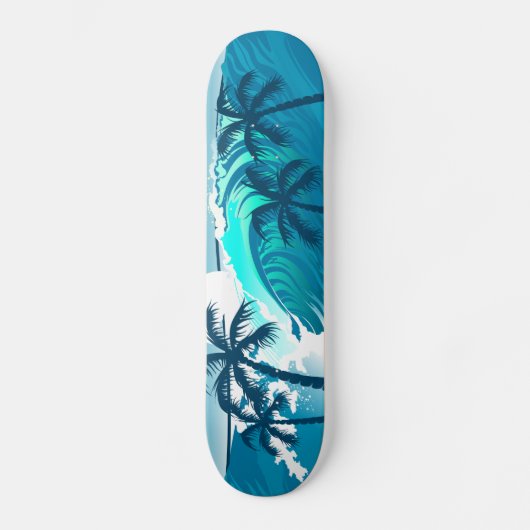 Tropische surf met palmbomen persoonlijk skateboard (Voorkant)