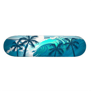 Tropische surf met palmbomen persoonlijk skateboard