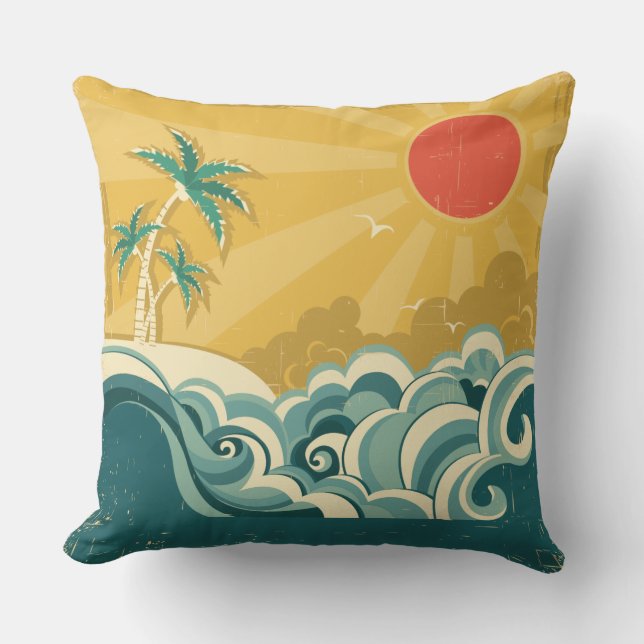 Tropische Surf Waves Pillow Kussen (Voorkant)