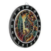 Tropische Surfer Golden Sunset Glow Art Dartbord (Voorkant Links)
