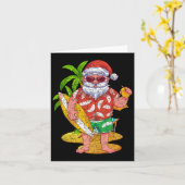 Tropische surfer kerstman hawaii zomer kerstfeest kaart (Gele Bloem)
