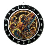 Tropische surfer met Golden Sunset Art Dartbord (Voorkant)