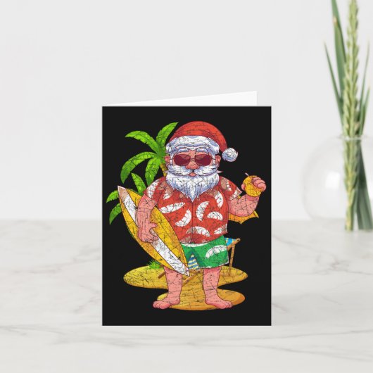 Tropische Surfer Santa Claus Hawaii Summer Christm Kaart (Voorkant)