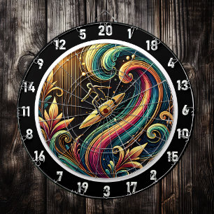 Tropische Surfer Sunset Wave Art Piece Dartbord