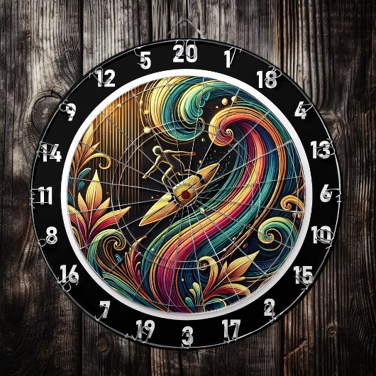 Tropische Surfer Sunset Wave Art Piece Dartbord