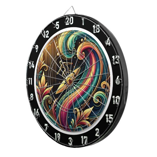 Tropische Surfer Sunset Wave Art Piece Dartbord (Voorkant Rechts)