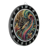 Tropische Surfer Sunset Wave Art Piece Dartbord (Voorkant Links)