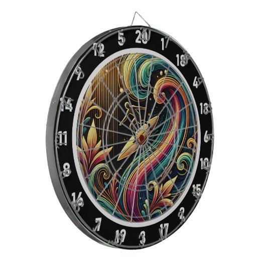 Tropische Surfer Sunset Wave Art Piece Dartbord (Voorkant Links)