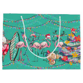 Tropische Surfing Santa Holiday Gift Bag Groot Cadeauzakje (Achterkant)