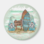 Tropische Surfing Waterverf Beach Gnomen Magneet (Voorkant)