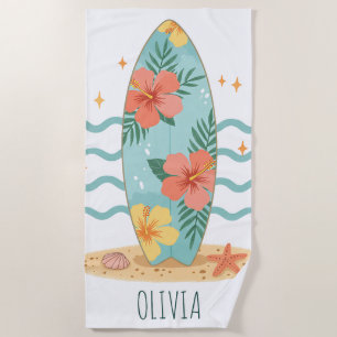 Tropische Surfplank – Hibiscus Dromen Strandlaken