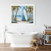Tropische Surfplank Kust Muur Kunstprint Poster