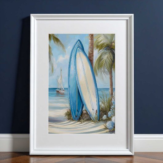 Tropische Surfplank Kust Muur Kunstprint Poster