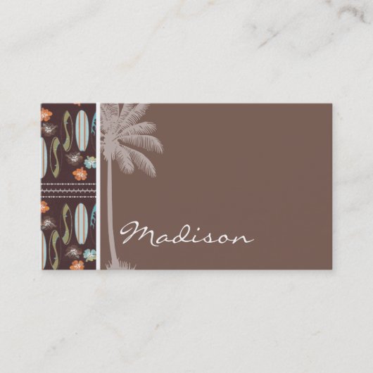Tropische surfplanken en Hibiscus Visitekaartje (Voorkant)
