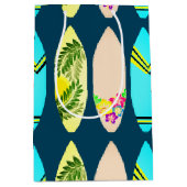 Tropische surfplanken geïllustreerd marineblauw medium cadeauzakje (Voorkant)