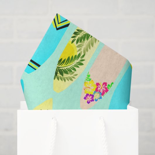 Tropische Surfplanken Geïllustreerd Tissuepapier (Cadeauzakje)