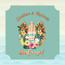 Tropische surfplanken Hawaiaanse bloemen turquoise