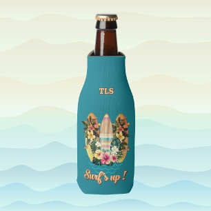 Tropische surfplanken Hawaiian Flowers Blauwgroen Flesjeskoeler