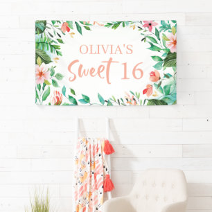 Tropische Sweet 16 Aloha Luau Verjaardag Spandoek
