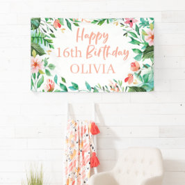 Tropische Sweet 16 Aloha Luau Verjaardag Spandoek